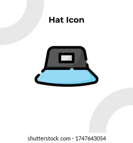 Hat Icon with Filled Outline Style, Vector Editable 