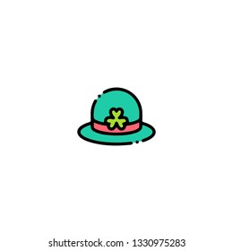 Hat icon, flat design line art thin style. Saint Patrick's Day vector illustration