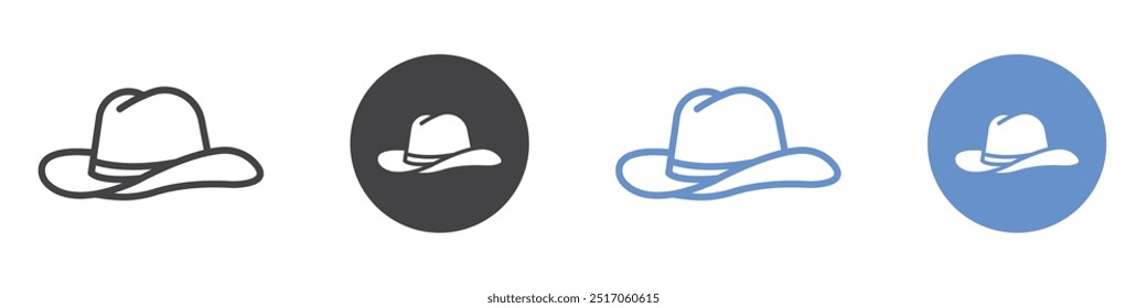 Hat Icon flat line symbol set.