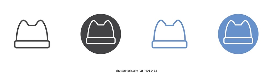 Hat icon Flat set in black and white color