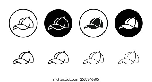 Hat icon Flat simple outline set