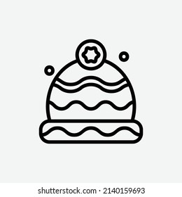  hat icon, isolated winter outline icon in light grey background, perfect for website, blog, logo, graphic design, social media, UI, mobile app, vector illustration