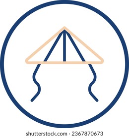 Hat icon line rounded beige blue colour chinese new year vector element and symbol perfect.