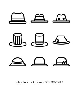 Icono de sombrero o logotipo símbolo de signo aislado ilustración vectorial - Colección de iconos vectoriales de estilo negro de alta calidad
