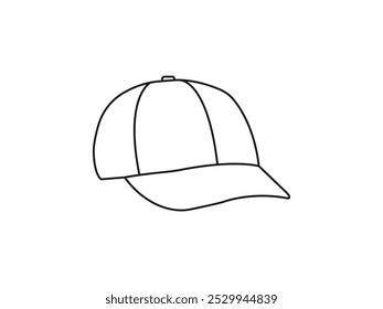 Hat icon or logo isolated sign symbol vector illustration. Baseball hat sketch icon for web, mobile and infographics. Hand drawn baseball hat icon. Trendy modern linear Cap vector on white background.