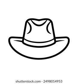 Icono de sombrero o símbolo de línea moderno. Vector línea de arte y diseño de iconos con contorno en negrita. Blanco y negro Pixel Símbolo minimalista perfecto aislado fondo blanco. Silueta simple signo delgado