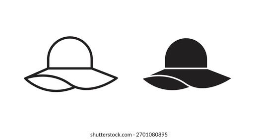 Hat icon outline concept symbol with editable stroke on white