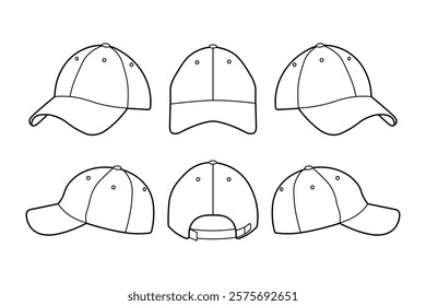 Hat icon outline style. Baseball cap. Sports head vector design illustration isolated on white background