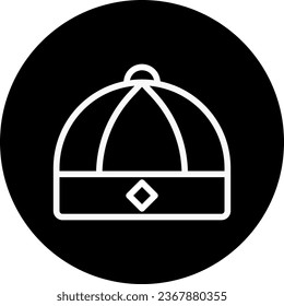 Hat icon rounded white colour chinese new year vector element and symbol perfect.