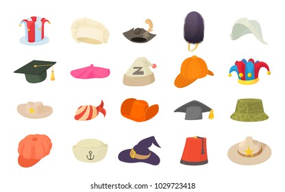Hat icon set. Cartoon set of hat vector icons for web design isolated on white background