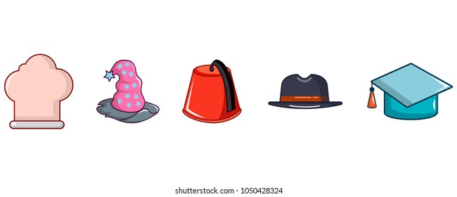 Hat icon set. Cartoon set of hat vector icons for web design isolated on white background