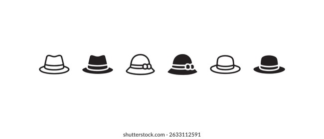 Hat icon set with fedora and vintage styles Vector