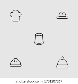 hat icon set outline isolated vector illustration