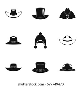 Hat icon set. Simple set of 9 hat vector icons for web isolated on white background