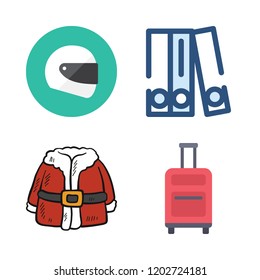 hat icon set. vector set about helmet, blinder, santa claus and suitcase icons set.