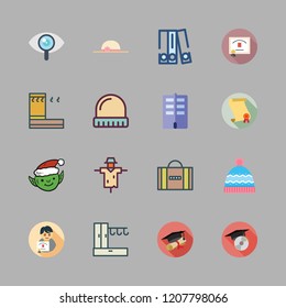 hat icon set. vector set about scarecrow, pamela, graduation and flat icons set.