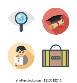 hat icon set. vector set about visibility, graduate, graduation and suitcase icons set.