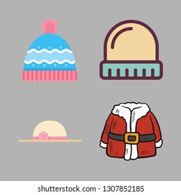 hat icon set. vector set about santa claus, winter hat and pamela icons set.