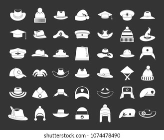 Hat icon set vector white isolated on grey background 