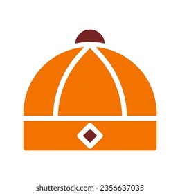 Hat icon solid orange brown colour chinese new year vector element and symbol perfect.