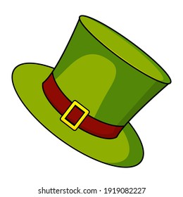 Hat icon for st patrick day. Green cylinder - sybol of irish holiday. Vector cartoon illustration isolated on white background.