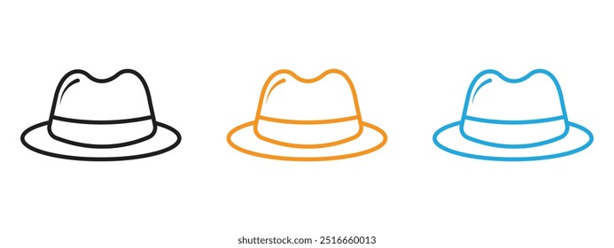 Conjunto de ilustración de línea fina de icono de sombrero