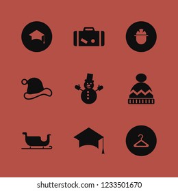 hat icon. hat vector icons set winter hat, sleigh, suitcase and snowman