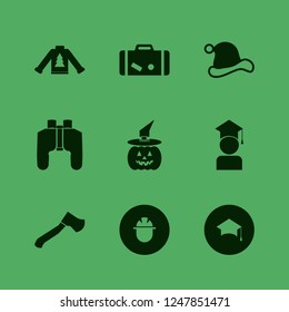 hat icon. hat vector icons set sweater with christmas tree, graduation hat, builder and binoculars