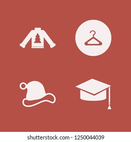hat icon. hat vector icons set sweater with christmas tree, hanger, santa hat and graduation hat