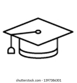 Hat Icon, Vector Illustration, Education Outline