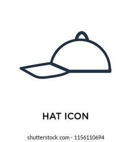 Hat icon vector isolated on white background, Hat transparent sign , thin symbol or stroke element design in outline style