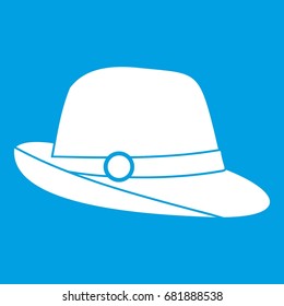 Hat icon white isolated on blue background vector illustration