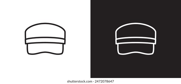 Hat icons, captain hat icon, security cap, beret, summer hat. Icon line of hat vector illustration on black and white background. eps 10, Editable stroke. Fashion icon, Menwear.