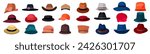 Hat icons different hats. Vector illustration.