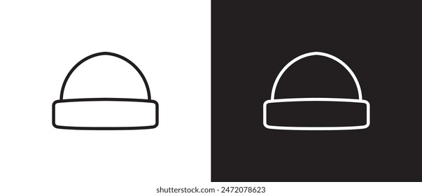 Hat icons, knit hat icon, caps , sun visor ,knit wear,  summer hat. Icon line of hat vector illustration on black and white background. eps 10, Editable stroke. Fashion icon, Menwear.