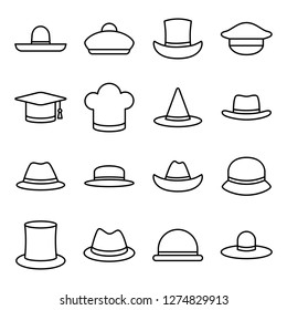 Hat icons pack. Isolated hat symbols collection. Graphic icons element