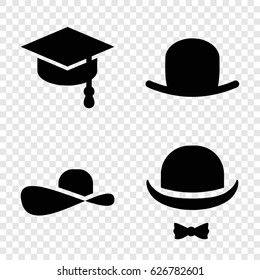 Hat icons set. set of 4 hat filled icons such as 