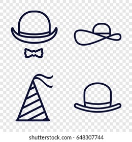 Hat icons set. set of 4 hat outline icons such as