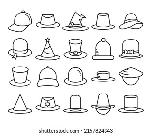 hat icons set line vector illustration