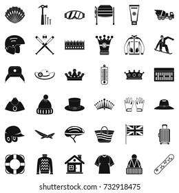 Hat icons set. Simple style of 36 hat vector icons for web isolated on white background