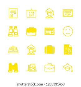hat icons set with suitcase, smiling emoticon stroke and male graduated student vector set