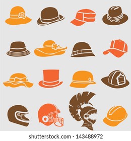 Hat icons set. Vector