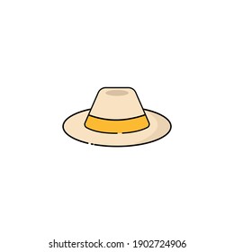 Hat isolated icon on white background. Vector illustration in flat cartoon design. 