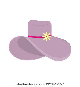 Hat isolated on a white background. Vector art. Lilac girly hat.