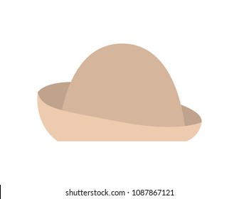 Hat item clothes store, accessory for women, elegant cap of light-brown color, fashion and clothing headwear vector illustration isolated on white