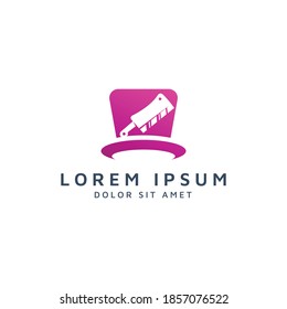 hat and knife negative space logo design