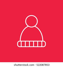 hat knit pompom line icon