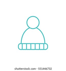 hat knit pompom line icon