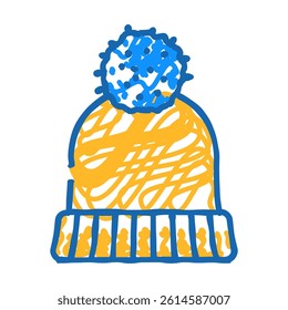 hat knitting wool doodle icon sketch vector. hat knitting wool sign. isolated symbol illustration