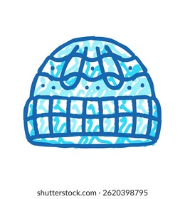 Vector de boceto de icono de doodle de lana de tejido de sombrero. signo de lana de tejido de sombrero. ilustración de símbolo aislado